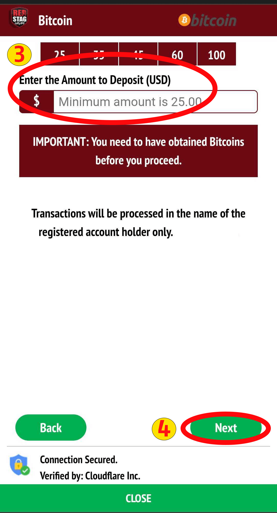 Step 3 - Enter Deposit Amount