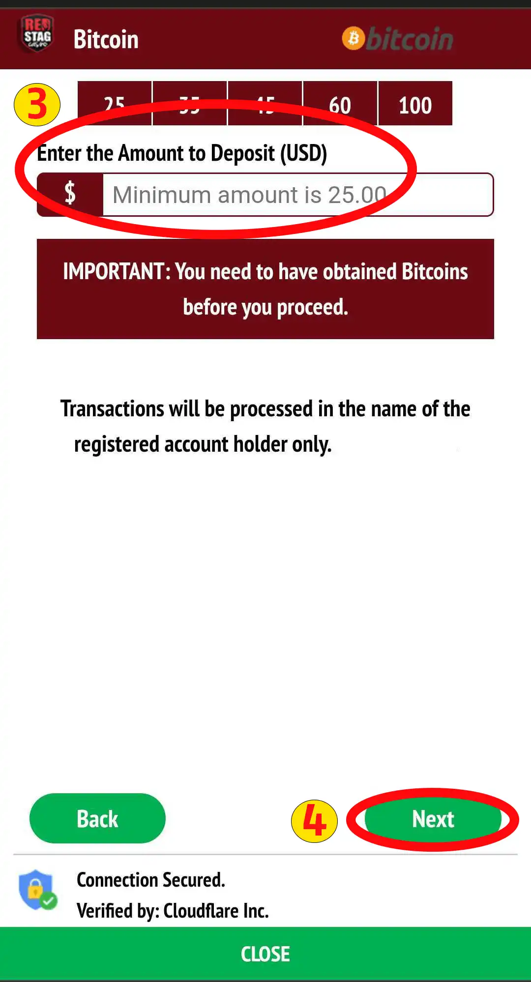 Step 3 - Enter Deposit Amount